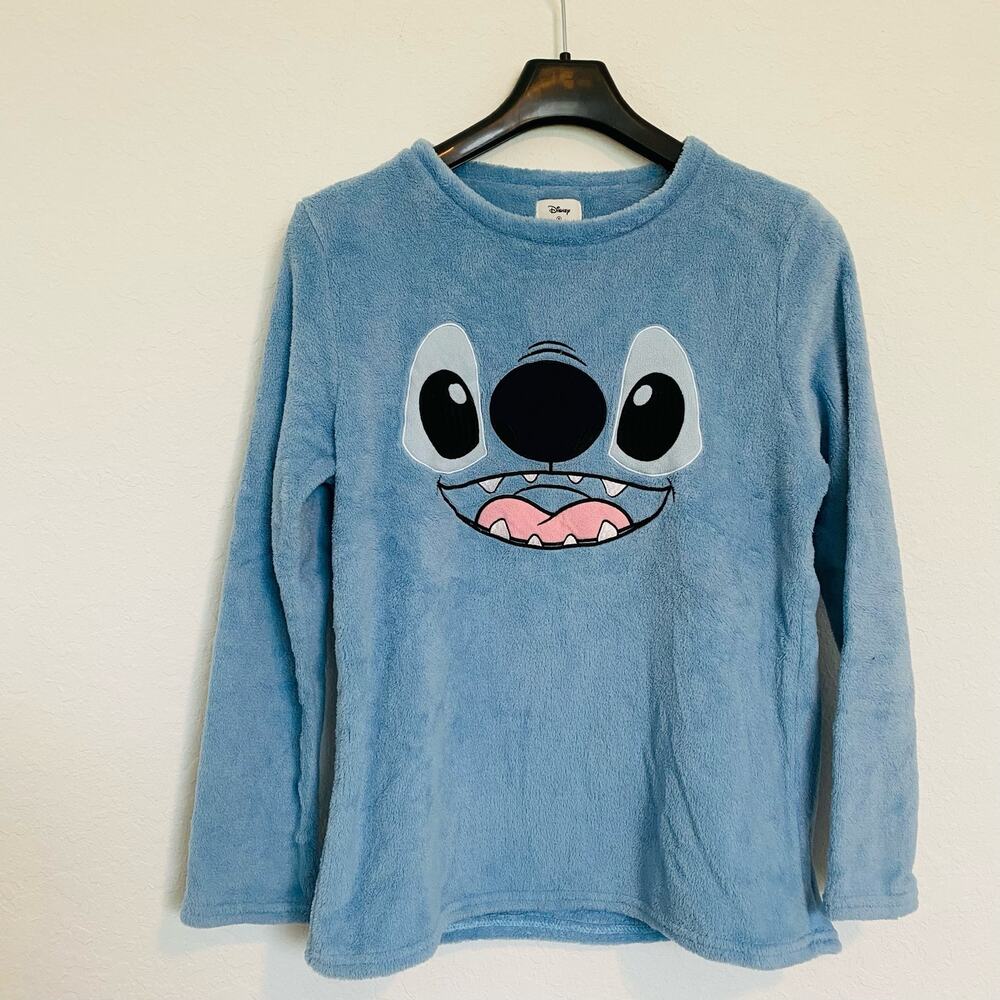 Disney Stitch Face Pullover Sweatshirt Blue Small‎